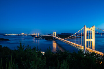 瀬戸大橋 -本州と四国を結ぶ世界最大級の橋- 鷲羽山からの夜景