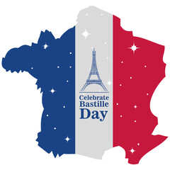 banner or poster for the French national day, label celebrate bastille day