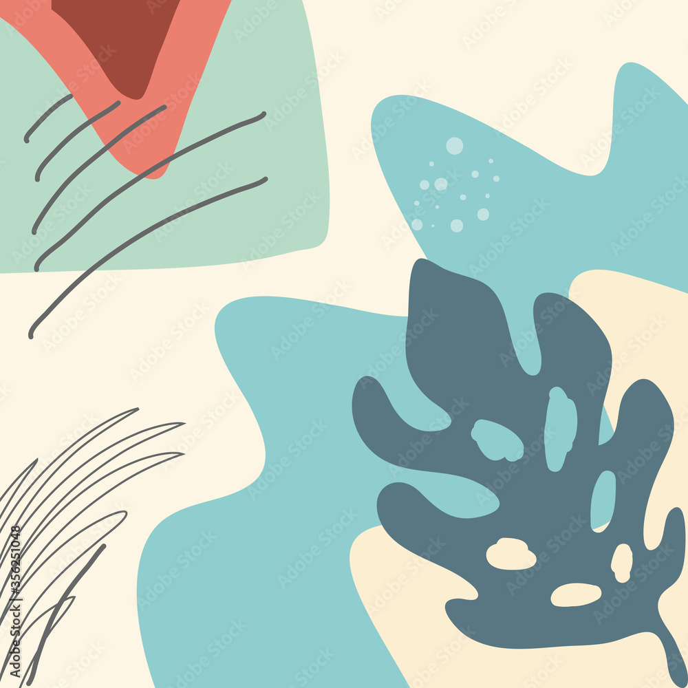 Aufkleber abstract background, drawn with various shapes and doodle objects