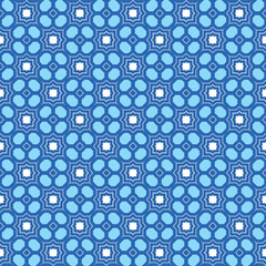 Vector seamless pattern texture background with geometric shapes, colored in blue, white colors.