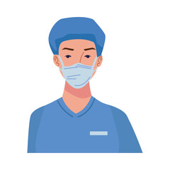 female surgeon doctor wearing medical mask character