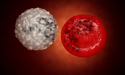 damaged, sick red blood cell. disease concept