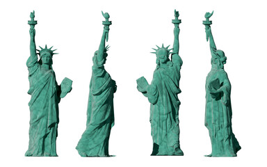Statue of liberty. 4 views. isolate on white background. 3D rendering © 3D motion