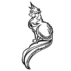 Vector illustration of a cartoon cay sitting. Cat sketch.