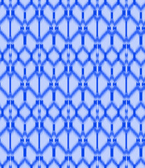 Naklejka premium Ikat seamless pattern. Vector tie dye shibori print with stripes and chevron. Ink textured japanese background.
