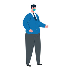 businessman with mask and nectkie design of medical care and covid 19 virus theme Vector illustration