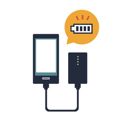 モバイルバッテリーとスマートフォンのイラスト素材