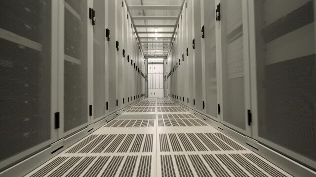MS POV Rows of servers in data center / Amsterdam, Noord-Holland, Netherlands