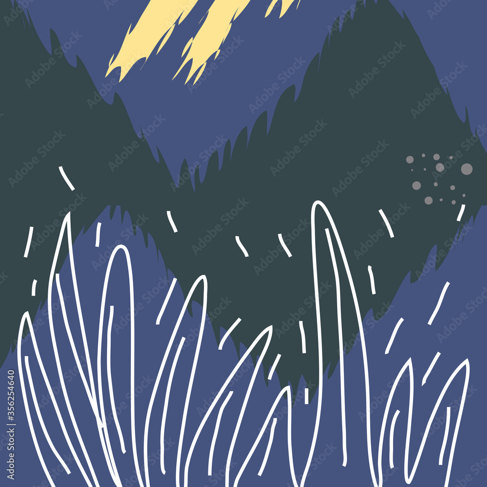 Poster abstract background, drawn with various shapes and doodle objects