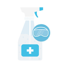 Hands sanitizer bottle and mask mdesign, Disinfects clean antibacterial and hygiene theme Vector illustration