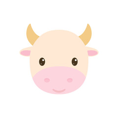 Naklejka na ściany i meble Cute cow, bull smiling. 2021 Chinese symbol. Premium vector.
