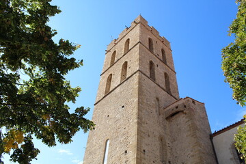 Fototapeta na wymiar L'église Notre-Dame del Prat , a Roman Catholic church in the town of Argelès-sur-Mer, Pyrénées-Orientales department, southern France