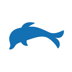 Dolphin silhouette, dolphinaria logo. Premium vector.