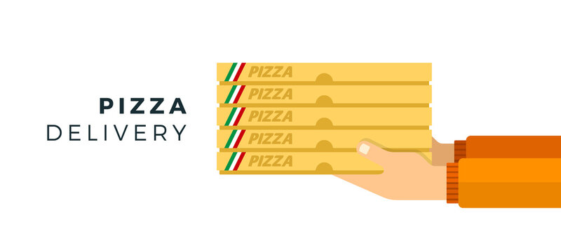 Pizza delivery courier hands vector flat isolated - Powered by Adobe