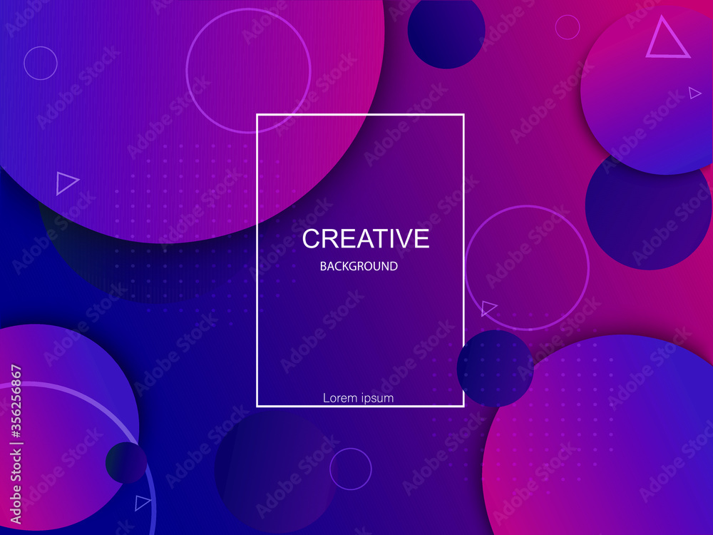 Poster geometric colorful background with multi-colored round-shaped objects surrounded by a deep shadow. v