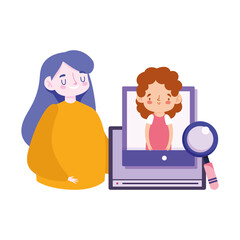 online education teacher and pupil smartphone website application class