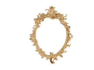 Golden vintage frame. Isolate mirror. Design retro element. physical realistic reflection .