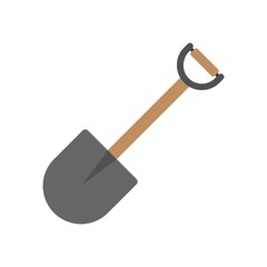 Shovel icon in flat design style. Gardening, farm tools symbol.