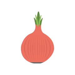 Organic onion icon in flat design style. Vegetables sign.