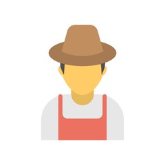 Farmer man icon in flat design style. Gardener sign.