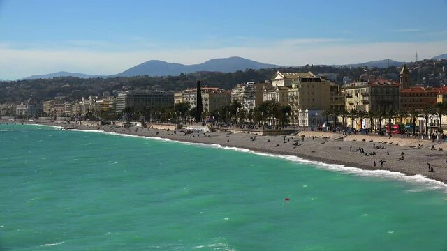 WS Promenade d'Anglais and cityscape / Nice, Cote d'Azur, France