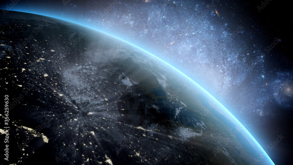 Canvas Prints planet earth as seen from space. with stars background. 3d rendering