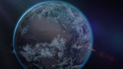 Fototapeta na wymiar Planet Earth as seen from space. With stars background. 3d rendering