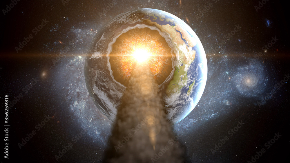 Canvas Prints flying asteroid, meteorite to earth. outer space. armageddon. 3d rendering