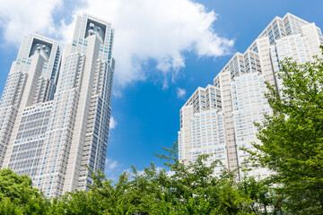 Obraz premium (東京都ｰ都市風景)新緑に囲まれた都庁３