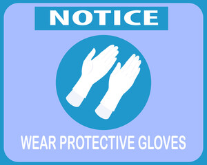 notice,caution  wear glove, safety instruction ,for hygiene