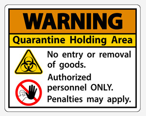 Warning Quarantine Holding Area Sign Isolated On White Background,Vector Illustration EPS.10