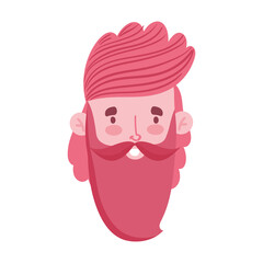 male face beard character portrait man isoated design icon