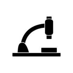 microscope tool icon over white background, silhouette style