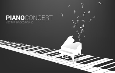 Vector grand piano with on piano key and music note. Concept background for song and concert theme. © Panithan