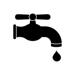 water faucet and drop icon, silhouette style