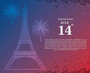 Fototapeta na wymiar banner for the French national day, label 14th july bastille day