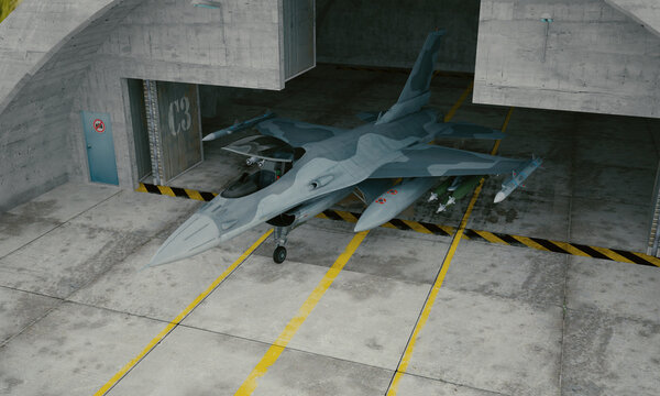 F 16 , american military fighter plane. 3d render
