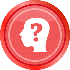 Human head with question mark symbol, web icon. People head icon