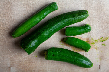 Cooked Courgettes on a Wooden Desk