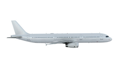 Fototapeta na wymiar White plane flying. airplane isolate on white background