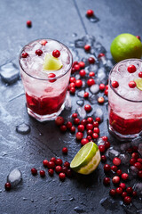 Alcoholic cocktail Cape Codder with vodka, cranberry juice and ice.