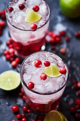 Alcoholic cocktail Cape Codder with vodka, cranberry juice and ice.