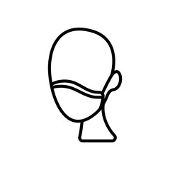 pictogram head with medical mask icon, line style