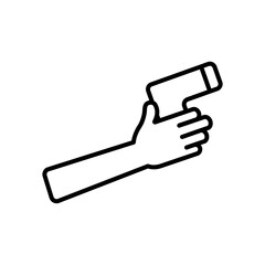 hand holding a infrared thermometer icon, line style