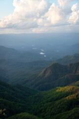 View of Fontana Lake from Wesser Bald Fire Tower in the Nantahala National Forest in Western North Carolina