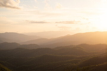Mountain Ridges in the Nantahala National Forest in Western North Carolina at Sunset