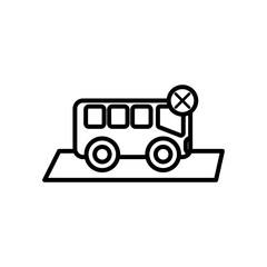 prohibited cross and bus icon, line style