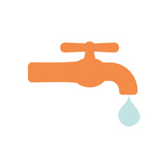 water faucet and drop icon, flat style