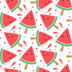 Seamless pattern with colorful watermelon.