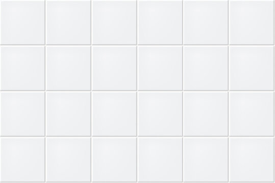 White Photo Realistic Ceramic Tiles. Vector Seamless Pattern
